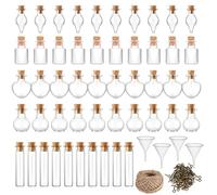 boxoon Wishing Bottles With Cork Stopper, 50 Pcs Glass Spell Jars, Mini All Witchcraft Supplies With Rope Funnels Eye Screws For Diy Crafts