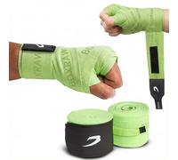 BOXRAW Professional Hand Wraps | Boxing MMA Adults Elasticated Bandages with Rubberised Straps & Free Carry Case (Green - 4.5m)