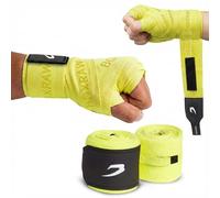 BOXRAW Professional Hand Wraps | Boxing MMA Adults Elasticated Bandages with Rubberised Straps & Free Carry Case (Yellow - 4.5m)