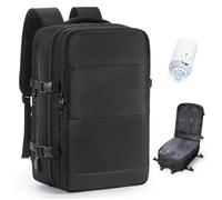 BOXSAM Vacuum Travel Backpack with Pump for Women Personal Item Carry on Backpacks 18x14x8 inches Flight Approved Laptop Waterproof Work Compression bags Casual Daypack Black