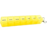 Boxsik Pill Box Organiser (Yellow), 7-Day 1 Times a Day Medicine Storage Case, Weekly Tablet Pills Container for Vitamins, Supplements & Travel Medication, Safe & Portable Medicine Holder