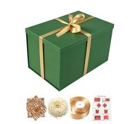 BoxSkivra Green Gift Box Large 17x11x10.2 Inches，2 Pack Extra Large Gift Boxes with Lids for Presents，Birthday Box，Luxury Boxes with Crinkle Paper，Ribbon，Alphabet Stickers