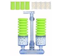 boxtech Aquarium Biochemical Sponge Filter, Ultra Quite Aquarium Double Head Bio Sponge Fish Tank Foam Filter-Green
