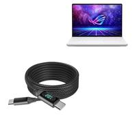 BoxWave Cable Compatible with ASUS ROG Zephyrus G14 (GA402) - PowerDisplay PD Cable (6ft) - USB-C to USB-C (100W), LED Display 6 Foot PD Braided Nylon Cable - Jet Black