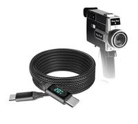 BoxWave Cable Compatible with Camp Snap CS-8 Digital Video Recorder - PowerDisplay PD Cable (6ft) - USB-C to USB-C (100W), LED Wattage Info Extra Long Braided Nylon - Jet Black