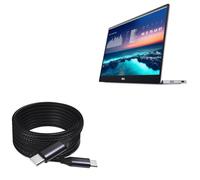 BoxWave Cable Compatible with Dell P1424H - DirectSync PD Cable (10ft) - USB-C to USB-C (100W), Long Type C Braided Nylon Alloy Fast Charge - Jet Black