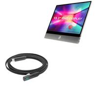 BoxWave Cable Compatible with Espresso Display 13 Touch V2 - PowerDisplay PD Right Angle Cable (4ft) - USB-C to USB-C (100W), LED Wattage Info Extra Long Braided Nylon - Jet Black