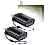 BoxWave Cable Compatible With Garmin Tread SxS - USB-C to A PortChanger (2-Pack), USB Type-C OTG USB Portable Keychain - Slate Black