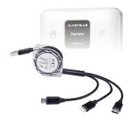 BoxWave Cable Compatible with Huawei E5785Lh-22c Mobile WiFi Hotspot - AllCharge miniSync, Retractable, Portable USB Cable - Jet Black