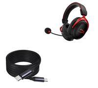 BoxWave Cable Compatible with HyperX Cloud II Wireless - DirectSync PD Cable (10ft) - USB-C to USB-C (100W), Long Type C Braided Nylon Alloy Fast Charge - Jet Black