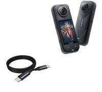 BoxWave Cable Compatible with Insta360 X5 - DirectSync PD Cable (3ft) - USB-C to USB-C (100W), Type C Braided Charge and Fast Sync - Jet Black
