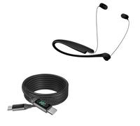 BoxWave Cable Compatible with LG Tone Style (HBS-SL5) - PowerDisplay PD Cable (6ft) - USB-C to USB-C (100W), LED Wattage Info Extra Long Braided Nylon - Jet Black