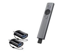 BoxWave Cable Compatible with Logitech Spotlight Presentation Remote - USB-C to A PortChanger (2-Pack), USB Type-C OTG USB Portable Keychain - Slate Black