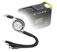 BoxWave Cable Compatible with Marbero Power Station M82 Max - AllCharge miniSync, Retractable, Portable USB Cable - Jet Black