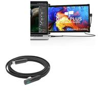 BoxWave Cable Compatible with Mobile Pixels Duex Plus - PowerDisplay PD Right Angle Cable (4ft) - USB-C to USB-C (100W), LED Wattage Info Extra Long Braided Nylon - Jet Black