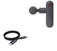 BoxWave Cable Compatible with Sharper Image Power Percussion Massager Model 1017981 - DirectSync PD Cable (3ft) - USB-C to USB-C (100W), Type C Braided Charge and Fast Sync - Jet Black