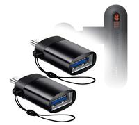 BoxWave Cable Compatible with Sharper Image Power Percussion Massager Model 1017981 - USB-C to A PortChanger (2-Pack), USB Type-C OTG USB Portable Keychain - Slate Black