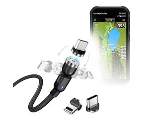 BoxWave Cable Compatible with SkyCaddie SX550 - MagnetoSnap AllCharge Cable, Magnet Charging Cable USB Type-C Micro USB - Jet Black