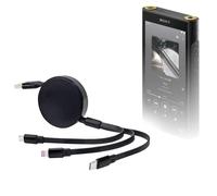 BoxWave Cable Compatible with Sony Walkman (NW-WM1AM2) - AllCharge PD miniSync (100W), Retractable High-Speed Charging Portable USB Cable - Jet Black