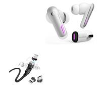 BoxWave Cable Compatible with Soundcore VR P10 - MagnetoSnap AllCharge Cable, Magnet Charging Cable USB Type-C Micro USB - Jet Black