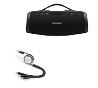BoxWave Cable Compatible with Tronsmart Mirtune S100 Portable Outdoor Speaker - AllCharge miniSync, Retractable, Portable USB Cable - Jet Black