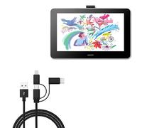 BoxWave Cable Compatible with Wacom DTC133W0A (13.3 in) - AllCharge 3-in-1 Cable - Jet Black