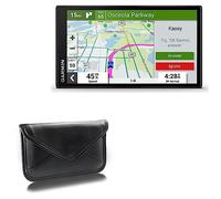 BoxWave Case Compatible with Garmin DriveSmart 66 - Elite Leather Messenger Pouch, Synthetic Leather Cover Case Envelope Design for Garmin DriveSmart 66 - Jet Black