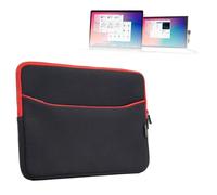 BoxWave Case Compatible with Mobile Pixels Duex Lite (Case by BoxWave) - SoftSuit with Pocket, Soft Pouch Neoprene Cover Sleeve Zipper Pocket - Jet Black with Red Trim