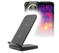 BoxWave Charger Compatible with Ulefone Armor Mini 20T Pro - Wireless QuickCharge Stand (15W), Desktop Viewing Wireless Charging - Jet Black