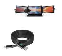 BoxWave Corporation Cable for Xebec Tri-Screen (Cable by BoxWave) - PowerDisplay PD Cable (6ft) - USB-C to USB-C (100W), LED Display 6 Foot PD Braided Nylon Cable for Xebec Tri-Screen - Jet Black