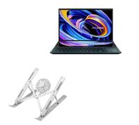 BoxWave Stand and Mount Compatible with ASUS ZenBook Pro Duo 15 (UX582) - QuickSwitch Stand with Cooling Fan, Portable, Multi Angle Viewing Ventilator - Metallic Silver