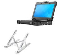 BoxWave Stand and Mount Compatible with Dell Latitude 7404 Rugged Extreme (14 in) - Compact QuickSwitch Stand, Portable Multi Angle Viewing Foldable Riser - Metallic Silver