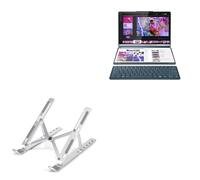 BoxWave Stand and Mount Compatible With Lenovo Yoga Book 9i (83FF) - Compact QuickSwitch Stand, Portable Multi Angle Viewing Foldable Riser - Metallic Silver