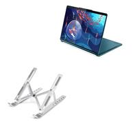BoxWave Stand and Mount Compatible with Lenovo Yoga Book 9i - Compact QuickSwitch Stand, Portable Multi Angle Viewing Foldable Riser - Metallic Silver