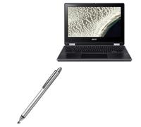 BoxWave Stylus Pen Compatible With Acer Chromebook Spin 511 (R753T) - DualTip Capacitive Stylus, Fiber Tip Disc Tip Capacitive Stylus Pen - Metallic Silver