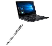 BoxWave Stylus Pen Compatible with Acer TravelMate Spin B3 (TMB311R-31) - DualTip Capacitive Stylus, Fiber Tip Disc Tip Capacitive Stylus Pen - Metallic Silver