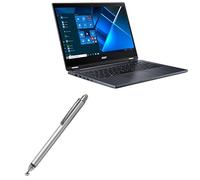 BoxWave Stylus Pen Compatible with Acer TravelMate Spin P4 (TMP414RN-51) - DualTip Capacitive Stylus, Fiber Tip Disc Tip Capacitive Stylus Pen - Metallic Silver