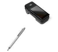 BoxWave Stylus Pen Compatible With BBPOS WisePOS E - DualTip Capacitive Stylus, Fiber Tip Disc Tip Capacitive Stylus Pen - Metallic Silver