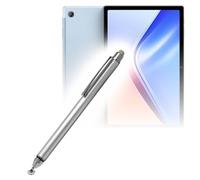 BoxWave Stylus Pen Compatible with Blackview Tab 15 - DualTip Capacitive Stylus, Fiber Tip Disc Tip Capacitive Stylus Pen - Metallic Silver