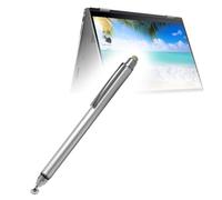 BoxWave Stylus Pen Compatible with Dell Inspiron 14 2-in-1 (7420) - DualTip Capacitive Stylus, Fiber Tip Disc Tip Capacitive Stylus Pen - Metallic Silver