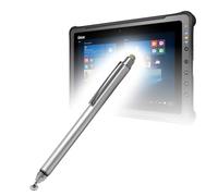 BoxWave Stylus Pen Compatible with Getac F110 G5 - DualTip Capacitive Stylus, Fiber Tip Disc Tip Capacitive Stylus Pen - Metallic Silver