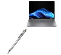 BoxWave Stylus Pen Compatible with HP OmniBook X Flip 16 - DualTip Capacitive Stylus, Fiber Tip Disc Tip Capacitive Stylus Pen - Metallic Silver