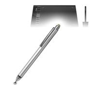 BoxWave Stylus Pen Compatible with XP-Pen Star 03 V2 - DualTip Capacitive Stylus, Fiber Tip Disc Tip Capacitive Stylus Pen - Metallic Silver