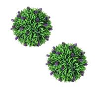 Boxwood Ball Artificial Polyethylene Green & Purple 30cm Set of 2 Outdoor/Indoor