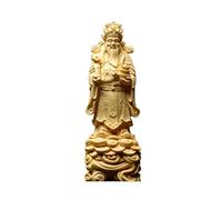Boxwood Hand-Carved Wen Caishen Statue with Official Handmade God of Wealth Figurine for Home Decor or Office Gift Ideal for Business Opening