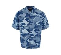 Urban Classics Laser Camo Printed Boxy Short Sleeve Shirt Blue L Men