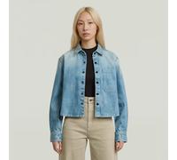 Boxy Relaxed 1-Pocket Overshirt - Medium blue - Women XS