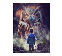 Boy And Giant Owl Artistic Wooden Jigsaw Puzzle for Adults, 500 PCS