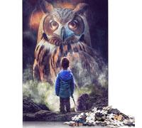 Boy And Giant Owl Puzzles 500 Pieces Wooden Puzzles for Adults & Teenager Stress Relief Toys 500pcs (52x38cm)