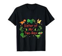 Boy Birthday Sister Mr. Rawr Two-Rex 2nd Bday Party Dinosaur T-Shirt